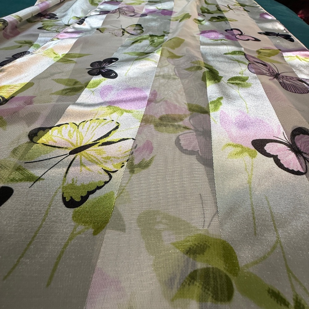 Two Sheer Scarves Clover‎ Butterfly Floral Print - Picture 5 of 13